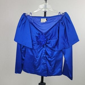 Neiman Marcus Blue pure silk Evening dress combo with seguins